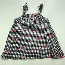 Load image into Gallery viewer, Girls Mango, checked floral cotton summer dress, GUC, size 0, L: 38cm