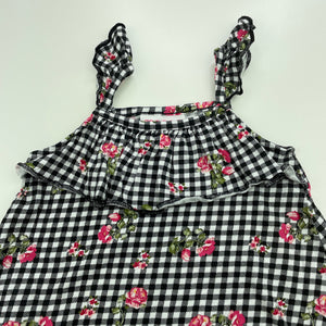 Girls Mango, checked floral cotton summer dress, GUC, size 0, L: 38cm