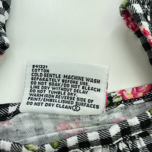 Girls Mango, checked floral cotton summer dress, GUC, size 0, L: 38cm
