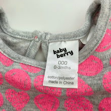 Load image into Gallery viewer, Girls Baby Berry, grey &amp; pink romper, EUC, size 000,  