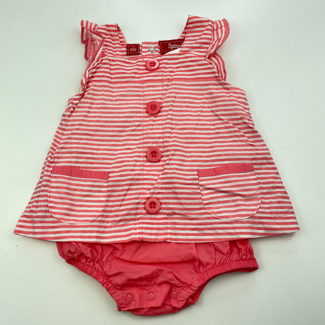 Girls Sprout, lightweight cotton romper, GUC, size 000,  