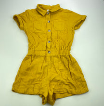 Load image into Gallery viewer, Girls KID, mustard crinkle cotton playsuit, GUC, size 6,  