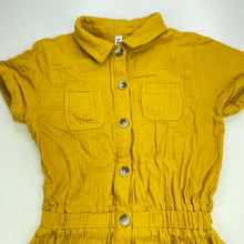 Load image into Gallery viewer, Girls KID, mustard crinkle cotton playsuit, GUC, size 6,  