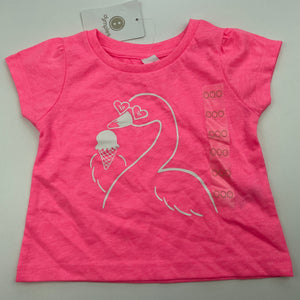 Girls Dymples, bright pink t-shirt / top, swan, NEW, size 000,  