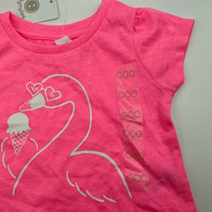 Girls Dymples, bright pink t-shirt / top, swan, NEW, size 000,  