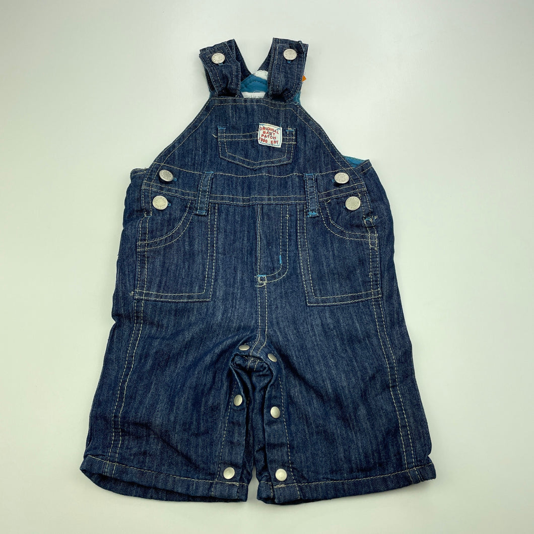Boys Pumpkin Patch, cotton lined denim overalls, EUC, size 0000,  