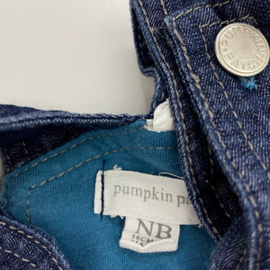 Boys Pumpkin Patch, cotton lined denim overalls, EUC, size 0000,  