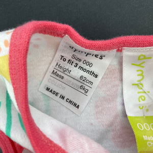 Girls Dymples, floral lightweight cotton sleeping bag, L: 52cm, EUC, size 000,  