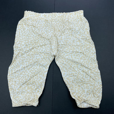 Girls Fox & Finch, lightweight animal print pants / bottoms, elasticated, EUC, size 0,  