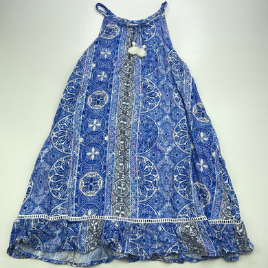 Girls Target, blue & white casual summer dress, EUC, size 8, L: 66cm