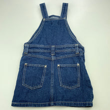 Load image into Gallery viewer, Girls Feedback, blue denim overalls dress / pinafore, GUC, size 4, L: 52cm