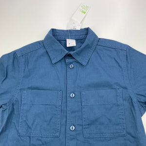 Boys Anko, blue cotton short sleeve shirt, NEW, size 7,  