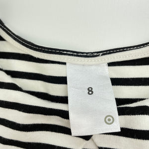Girls Target, black & white stripe party dress, EUC, size 8, L: 64cm