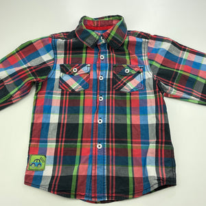 Boys Tu, checked cotton long sleeve shirt, FUC, size 4-5,  