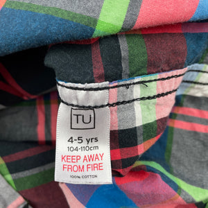 Boys Tu, checked cotton long sleeve shirt, FUC, size 4-5,  