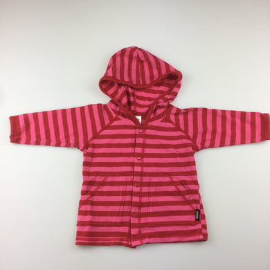 Girls Bonds, red & pink stripe long sleeve hooded t-shirt / top, GUC, size 000