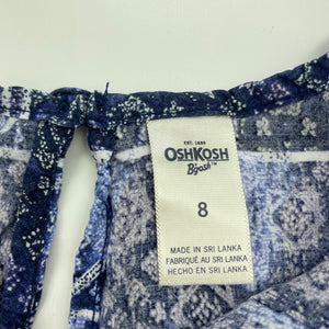 Girls Osh Kosh, blue & white casual dress, FUC, size 8, L: 66cm