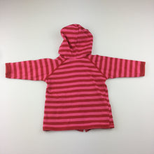 Load image into Gallery viewer, Girls Bonds, red &amp; pink stripe long sleeve hooded t-shirt / top, GUC, size 000