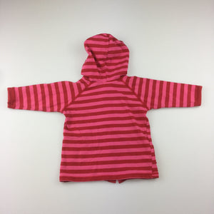 Girls Bonds, red & pink stripe long sleeve hooded t-shirt / top, GUC, size 000