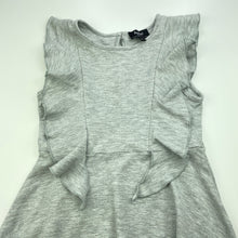 Load image into Gallery viewer, Girls Bardot Junior, grey marle ruffle dress, GUC, size 7, L: 59cm