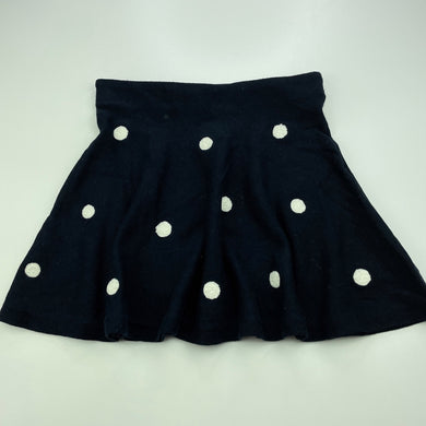 Girls H&M, navy knitted skirt, elasticated, L: 33cm, GUC, size 9-10,  