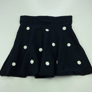 Girls H&M, navy knitted skirt, elasticated, L: 33cm, GUC, size 9-10,  