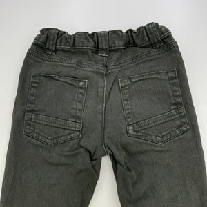 Boys Nutmeg, dark green stretch denim pants, adjustable, Inside leg: 33cm, GUC, size 2,  