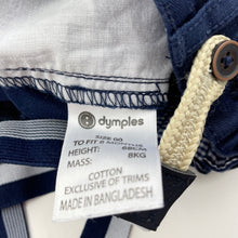Load image into Gallery viewer, Boys Dymples, navy cotton shorts, adjustable, braces, EUC, size 00,  