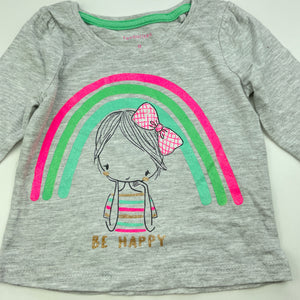 Girls Favourites, grey marle long sleeve top, rainbow, EUC, size 0,  