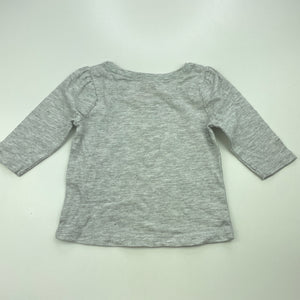Girls Favourites, grey marle long sleeve top, rainbow, EUC, size 0,  