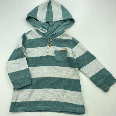 Boys Sprout, waffle cotton long sleeve hooded top, EUC, size 0,  