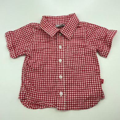 Boys OUCH, red check lightweight cotton shirt, GUC, size 00,  