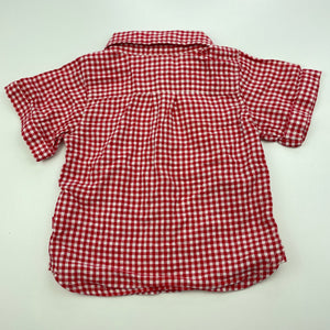 Boys OUCH, red check lightweight cotton shirt, GUC, size 00,  