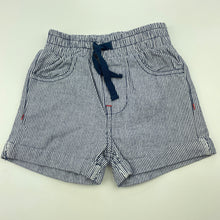 Load image into Gallery viewer, Boys Marquise, blue stripe cotton shorts, elasticated, EUC, size 00,  