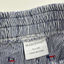 Load image into Gallery viewer, Boys Marquise, blue stripe cotton shorts, elasticated, EUC, size 00,  