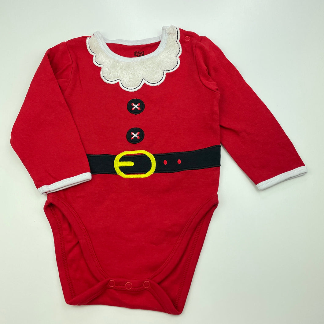 unisex Mini Klub, red cotton Christmas romper, GUC, size 0,  