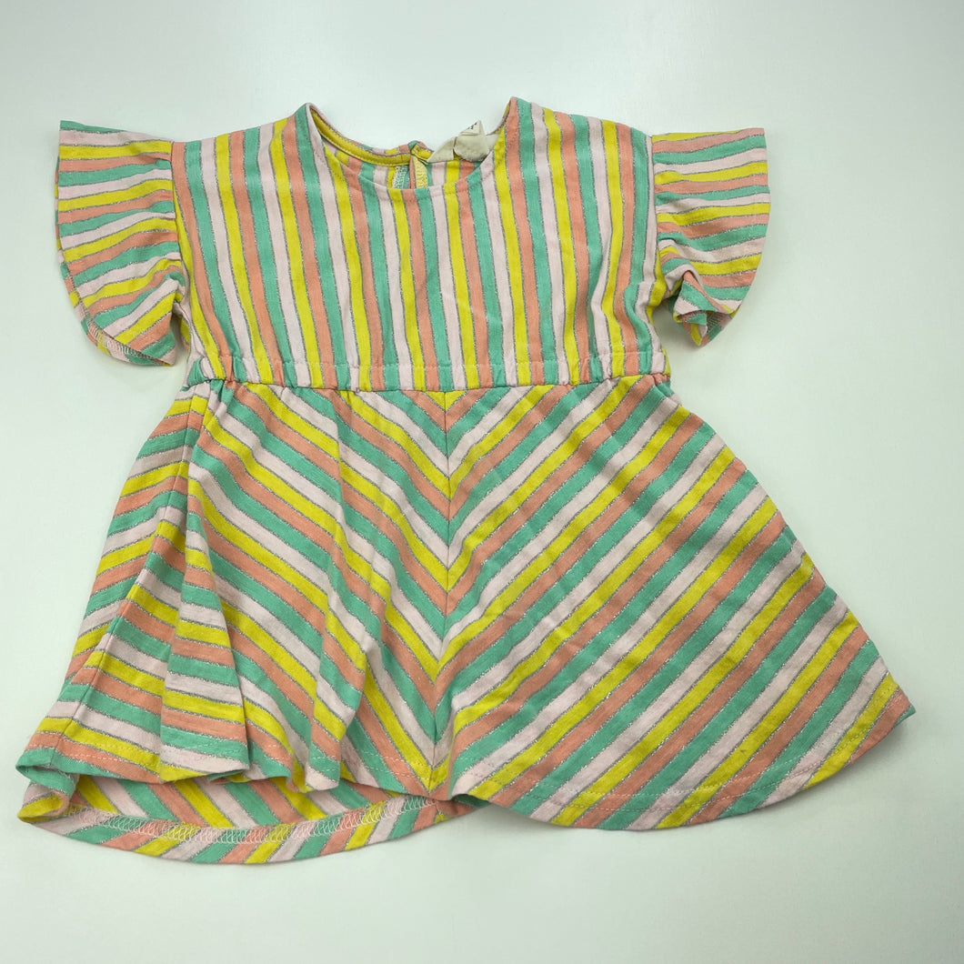 Girls Cotton On, striped casual dress, FUC, size 0, L: 38cm