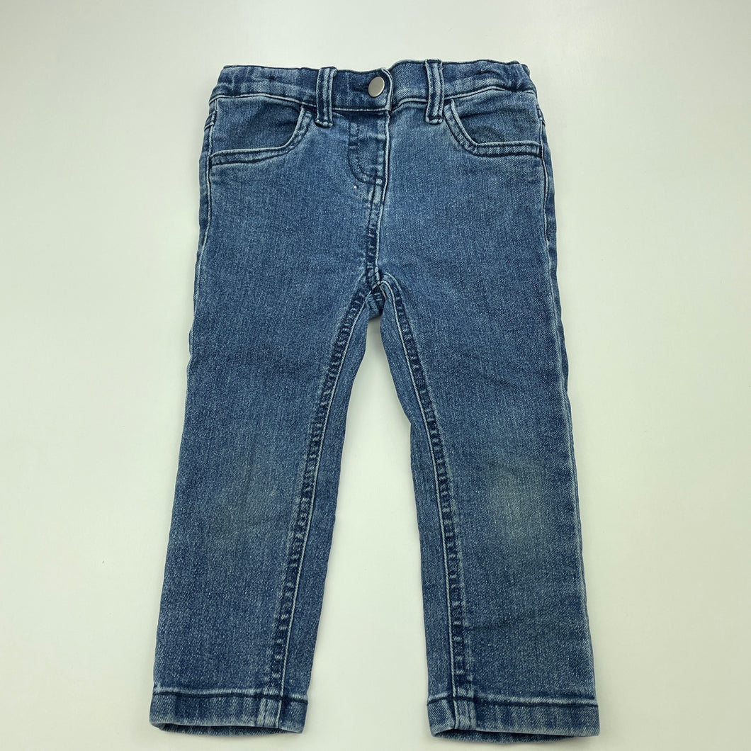 Girls Anko, blue stretch denim jeans, adjustable, Inside leg: 28cm, FUC, size 2,  