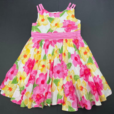 Girls Origami, lined colourful floral cotton dress, FUC, size 1, L: 50cm