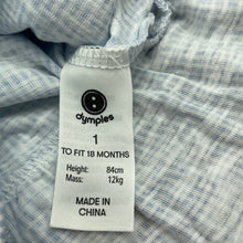 Load image into Gallery viewer, Girls Dymples, blue stripe cotton top, lace trim, FUC, size 1,  