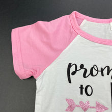 Load image into Gallery viewer, Girls stretchy, pink &amp; white t-shirt / top, EUC, size 0-1,  