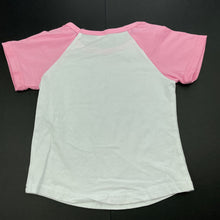 Load image into Gallery viewer, Girls stretchy, pink &amp; white t-shirt / top, EUC, size 0-1,  