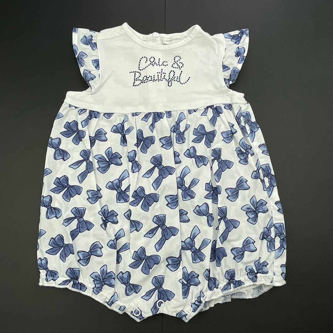 Girls Faggotino, lightweight cotton romper, FUC, size 00,  