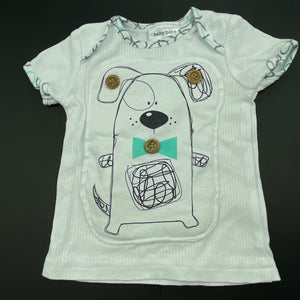 Boys Baby Baby, padded cotton t-shirt / top, dog, GUC, size 000,  