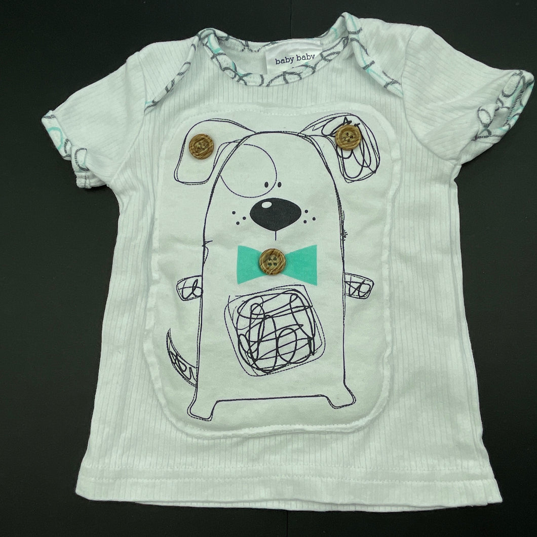 Boys Baby Baby, padded cotton t-shirt / top, dog, GUC, size 000,  