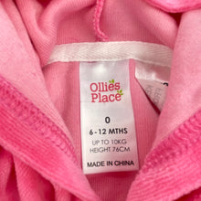 Load image into Gallery viewer, Girls Ollies Place, pink velour hooded coverall / romper, EUC, size 0,  