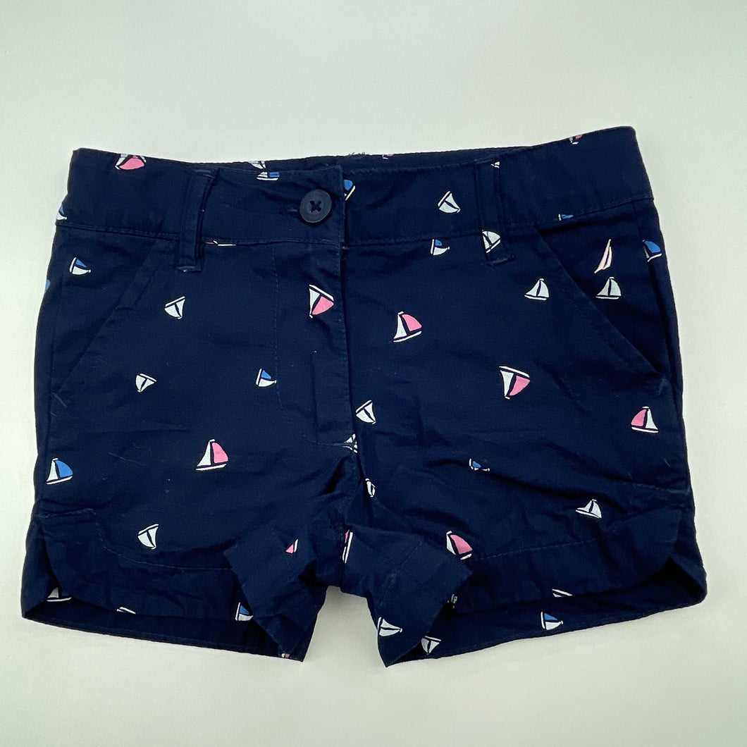 Girls Nautica, navy lightweight cotton shorts, adjustable, EUC, size 2,  