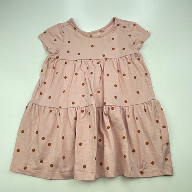 Girls Anko, pink cotton casual dress, FUC, size 1, L: 41cm
