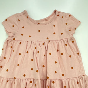 Girls Anko, pink cotton casual dress, FUC, size 1, L: 41cm