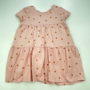 Girls Anko, pink cotton casual dress, FUC, size 1, L: 41cm